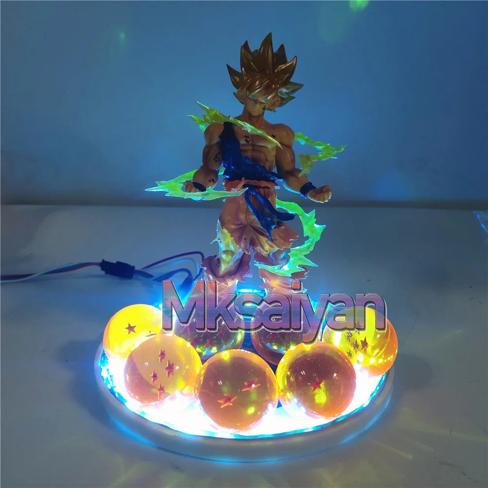 Anime Figures Lampara Dragon Ball Z Son Goku Action Figures Super Saiyan Toys Crystal Balls Remote Control PVC DBZ Kids Gift