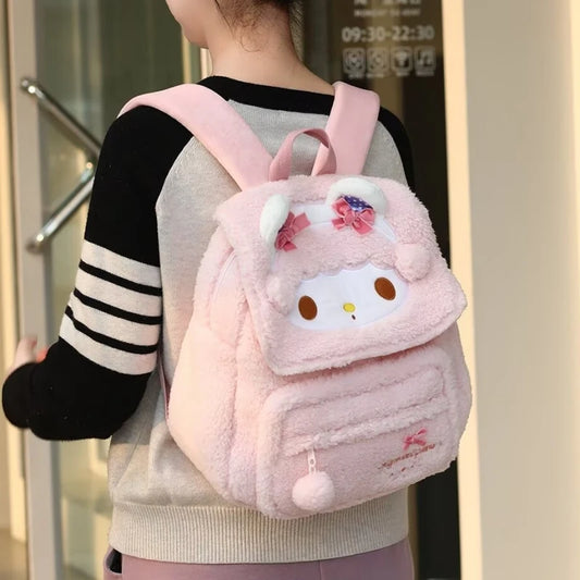 Sanrio My Melody Backpack Coin Purse My Sweet Piano Casual Schoolbag Large Capacity Girly Plush Bag Traveling Bag Girl Student