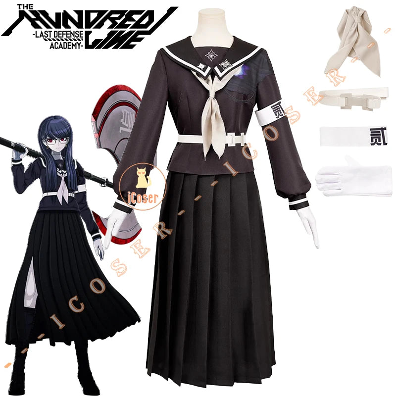 iCoser Hiruko Shizuhara Cosplay Costume Dress The Hundred Line Battle Uniform Last Defense Academy Halloween Party Women Girls