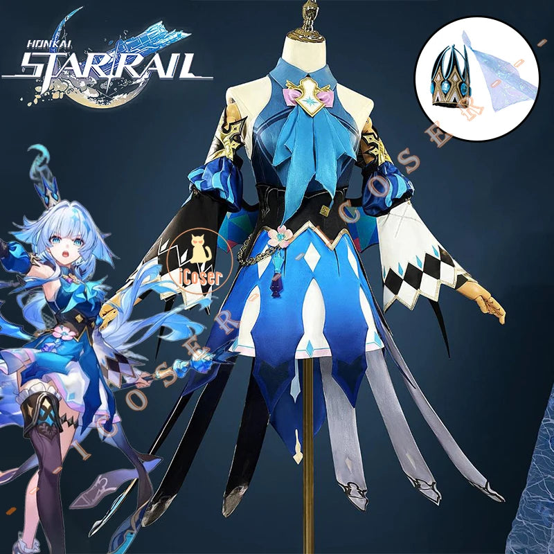 Honkai Star Rail Cerydra Cosplay Costume Wig Dress Uniform Headwear Wings Amphoreus Halloween Party for Women Girls Prop iCoser