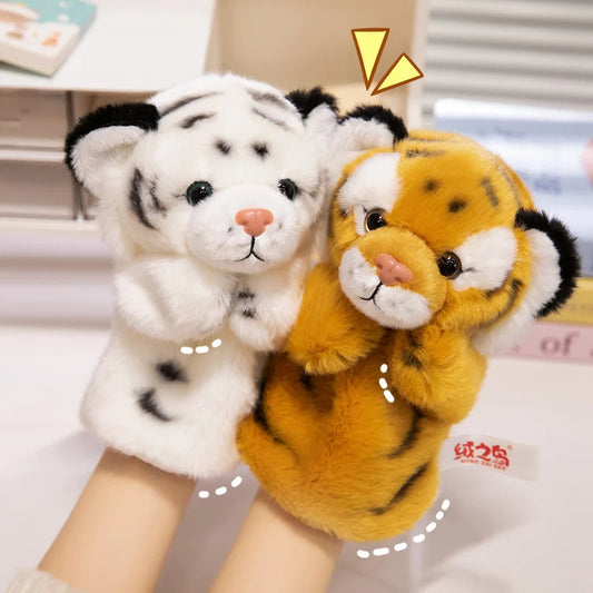 20-25cm Emulational Tiger Plushies Mother and Baby Tiger Plush Toy Panda Soft Bag Hand Puppet Children Girl Gift