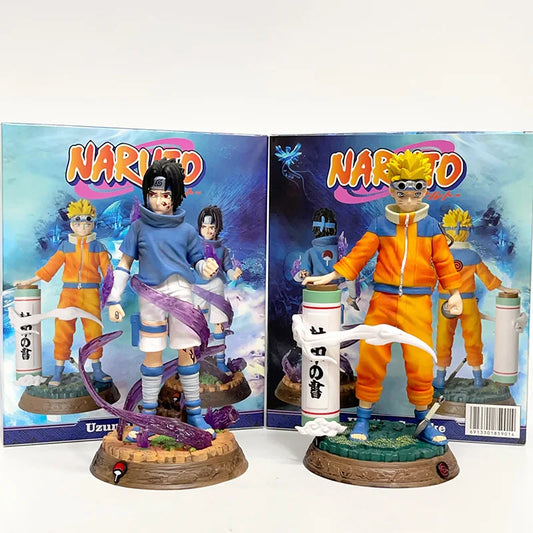 12CM Anime Naruto Uzumaki Sasuke Figure Vibration Stars Fighting Pose Model Toy Doll Aciton Figure PVC Ornament Collection