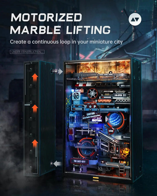 Robotime Rokr The Last City Parallel World Building Toy Set Futuristic Marble Run Automatic 3D Gaming Decoration for Men Women