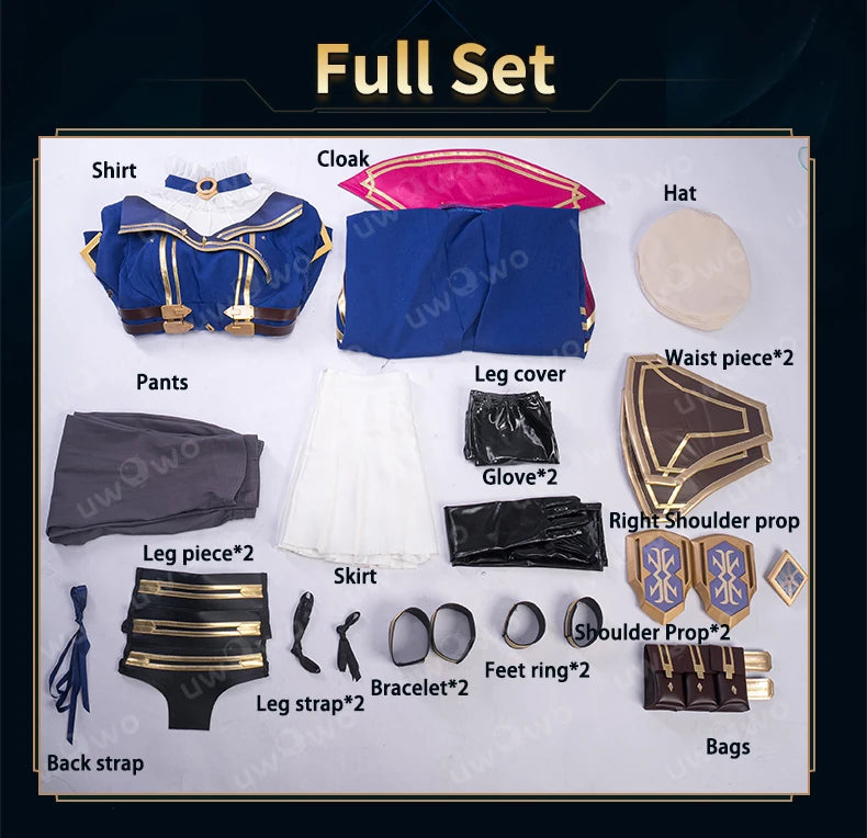 LAST BATCH UWOWO Caitlyn Cosplay Game LOL Caitlyn Arcane Commander Cosplay Costume With Cloak Hat Prop Halloween Costume