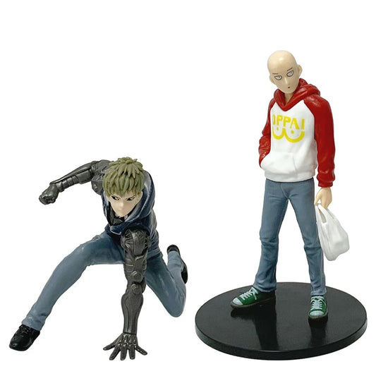 16cm One Punch Man Anime Figure Hoodie Saitama Action Figure Devil Transforms Man Genos Figurine PVC Collection Model Doll Toys
