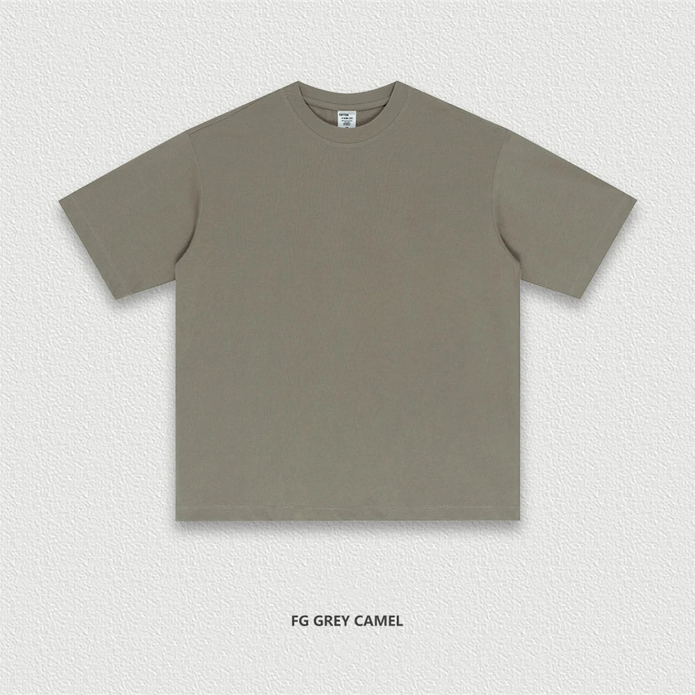 ZODF New 2025 Men Basic Solid 255gsm Cotton T-Shirts Unisex Loose Breathable Comfortable T Shirt Brand Clothes HY0973