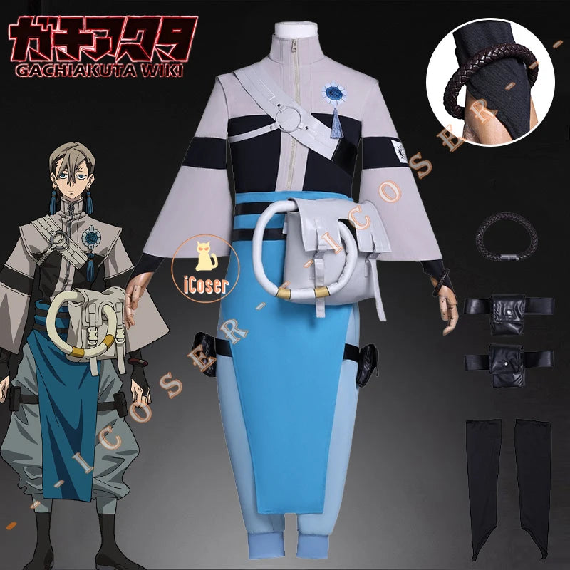 Anime Gachiakuta Zanka Nijiku Cosplay Costume Wig Uniform Earrings Akuta Cleaners Halloween Party for Women Men Carnival Props
