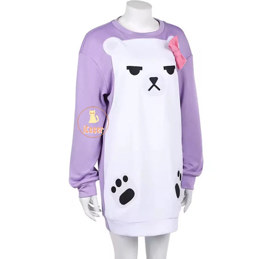 KPop Demon Hunters Mira Cosplay Costume Wig Purple Bear Pajamas Sweatshirt Headwear Huntrix Halloween Party for Women Girls Cos