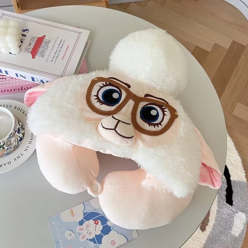 Lovely My Melody U-shaped Hooded Pillow Kawaii Japanese Style Blackout Travel Pillow Office Cartoon Nap Pillow Pink Girl