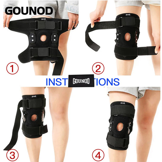 1pc Adjustable Hinged Knee Brace Knee Joint Brace Support Knee Stabilizer Knee Pad Patella Protector Arthritic Guard Pain Relief