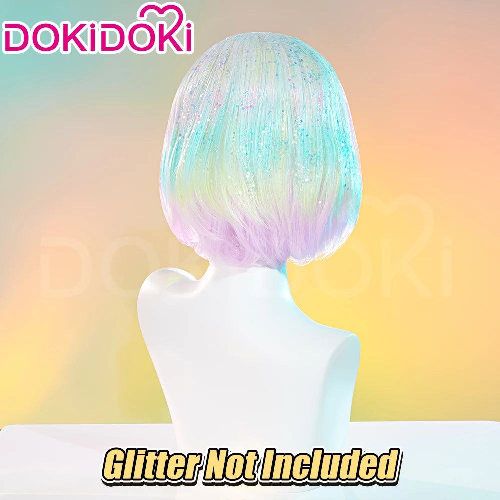 IN STOCK Diamond Wig Anime Land of the Lustrous DokiDoki Women 32cm Short Rainbow Gradient Heat Resistant Hair Free Wig Cap