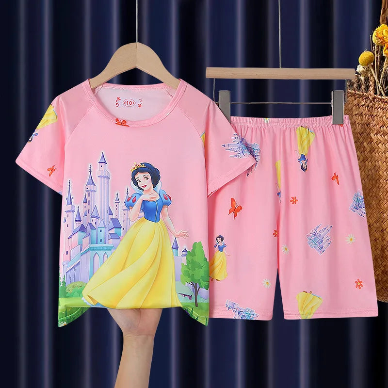 MINISO Boys Pajamas Sets Disney Summer Two Pieces Set 3 to 4 5 6 7 8 9 10 11 12 Years Blue Mickey Mouse Print Children Clothing