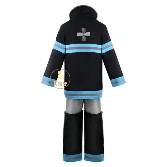 Arthur Boyle Cosplay Costume Wig Black Blue Uniform Anime Fire Force Protective Outer Jacket Halloween Party Women Men Carnival