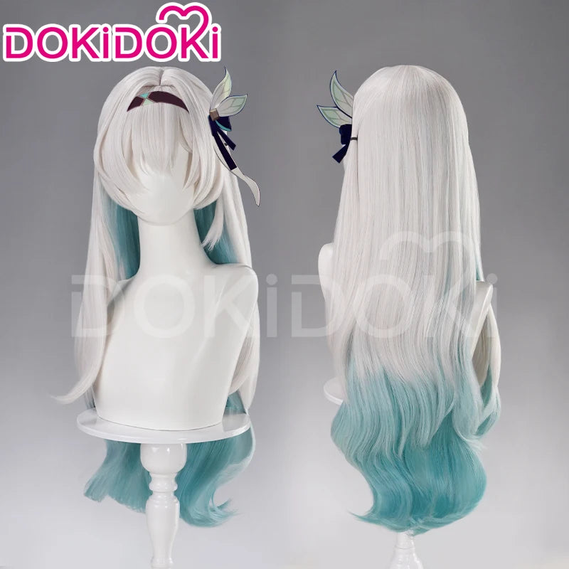 Firefly Wig Cosplay Game Honkai: Star Rail DokiDoki Women Silvery Blue Long Hair Firefly Cosplay Headdress Free Cap