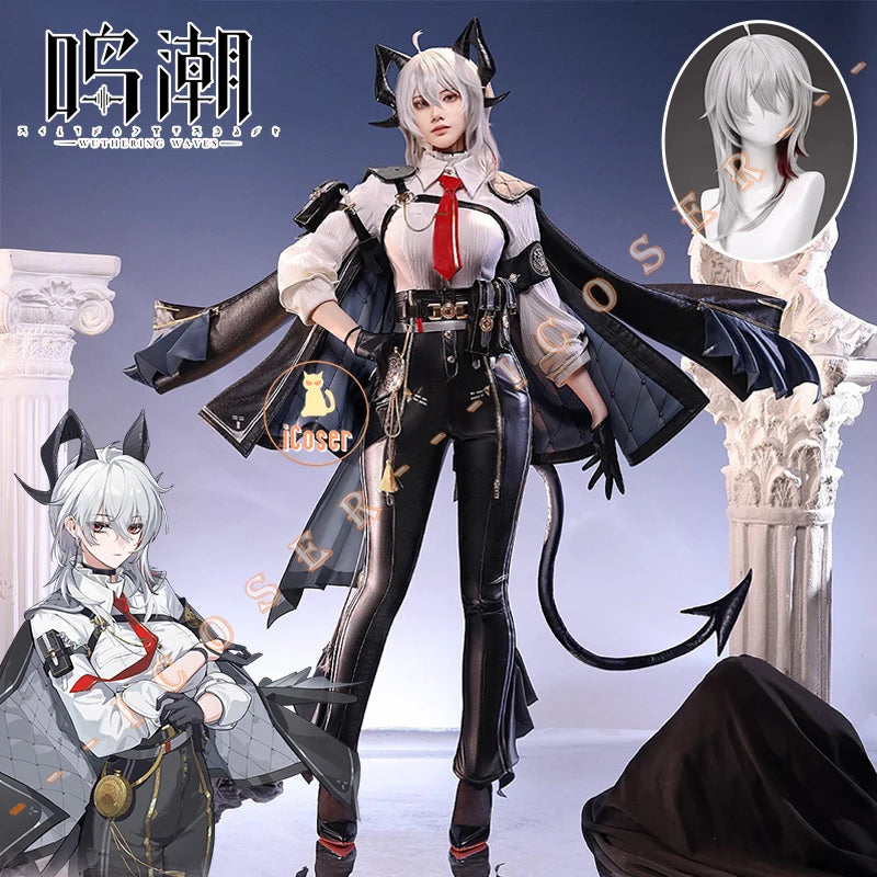 Wuthering Waves Zani Cosplay Costume Wig Uniform Metal Props Montelli Family Averardo Bank Ragunna Rinascita Halloween for Women