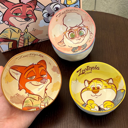 New Zootopia Disney Judith Nick 4 Cute Cartoon Ceramic Rice Bowl Home Festival Gift High Beauty Tableware