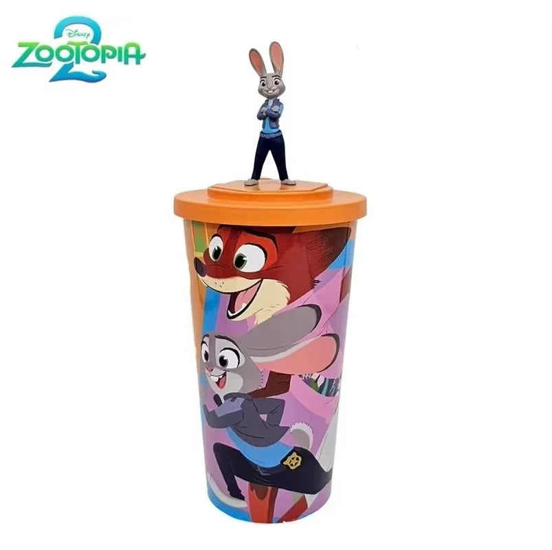 【HOT】Zootopia 2 Disney Movie Shaped Water Cup Nick Judy Cartoon Styled Cups With Crossbody Strap Kawaii Birthday Girl Boy Gifts