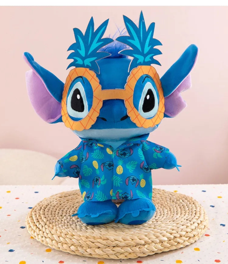 Disney Kawaii Plush Toy Stitch with Sunglasses Cute Pineapple Doll for Kids Birthday Xmas Gift Stuffy Animal Plushie Soft Toy