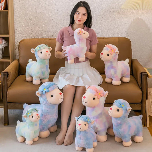 35-45cm Kawaii Fantastic Rainbow Colorful Plush Alpaca Stuffed Animals Doll Decoration Birthday Gifts Soft Pillow Children Gift