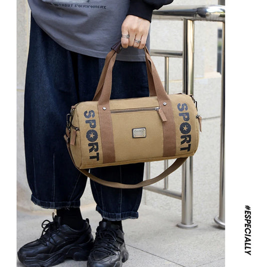 Canvas Gym Bag For Man Sports Fitness Travel Luggage Handbag Outdoor Shoulder Duffle Small Tactical Bag Sac De Rucksack
