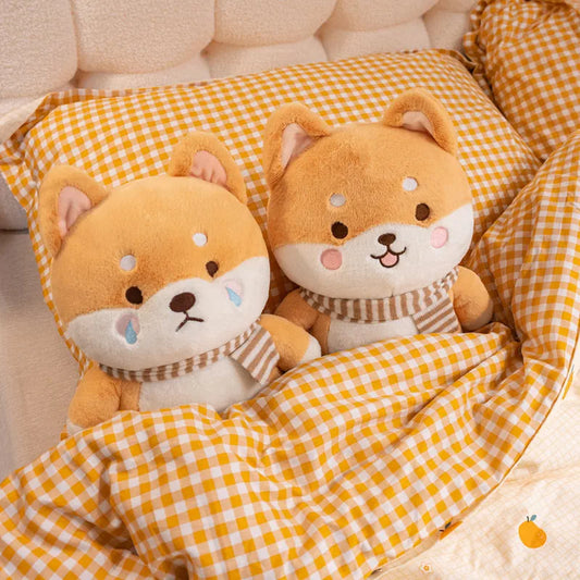 Kawaii Shiba Inu Plush Pillow Toy Soft Stuffed Dog Animal Cuddly Baby Doll for Girls Lovely Cartoon Gift Decor