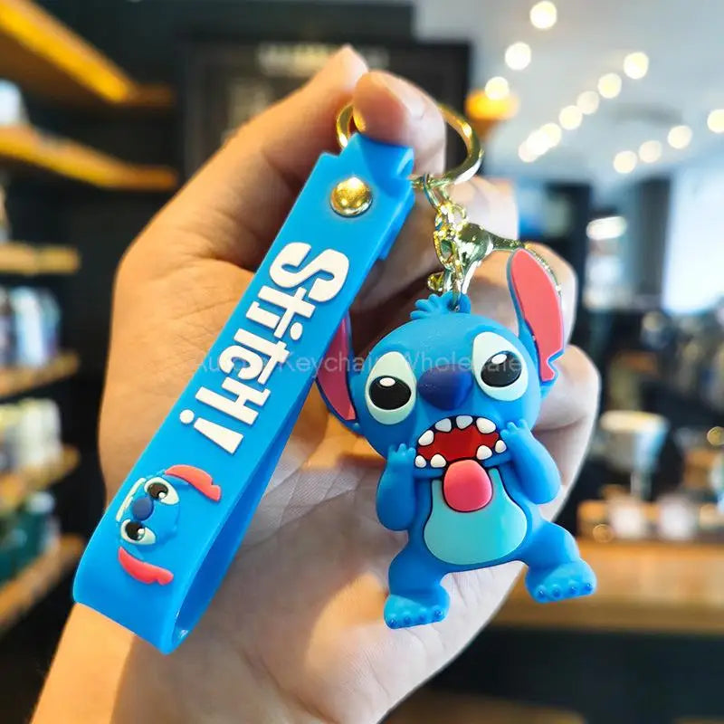 New Anime Disney Keychain Mickey Mouse Minnie Lilo & Stitch Cartoon Keyring Key Chain Car Pendant Kids Toys Gift Wholesale