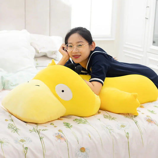 Super Big Size 100cm Pokemon Psyduck Plush Toy Soft Yellow Duck Doll Stuffed Animal Plush Toy Gift for Girlfriend Present Pillow