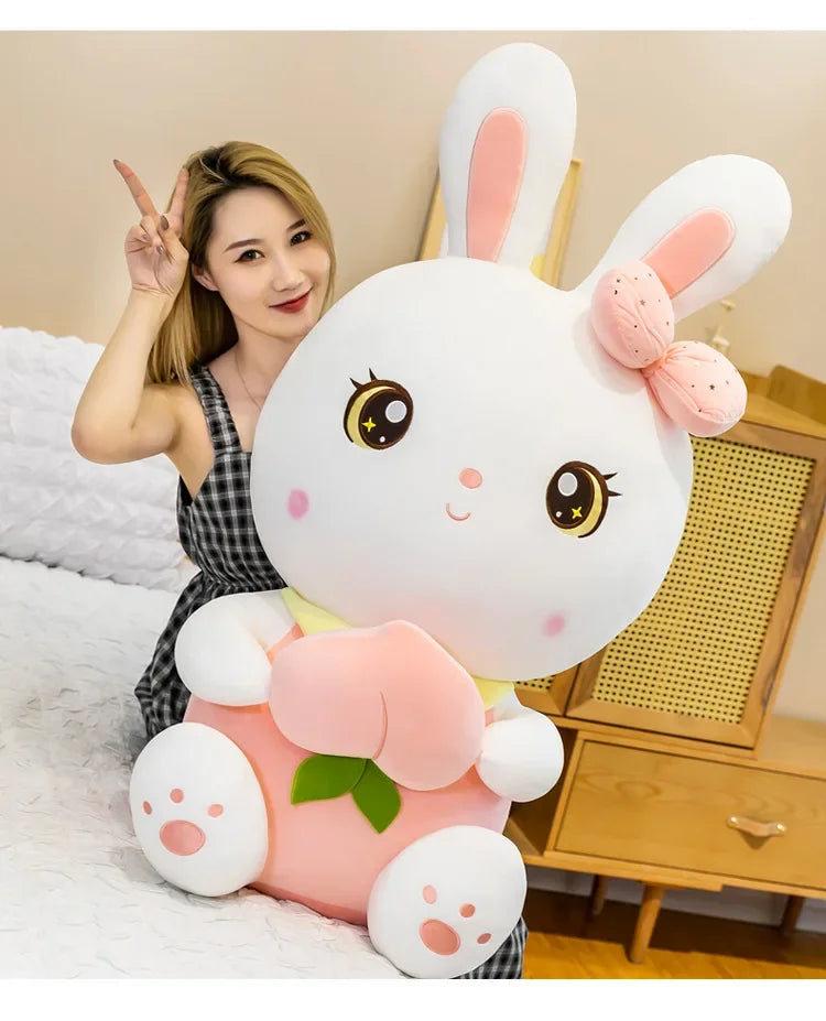 50/65/80cm Cute Peach Rabbit Plush Toy Pillow Kawaii Stuffed Soft Animal Bunny Doll Baby Kids Toy Birthday Gift Present for Girl