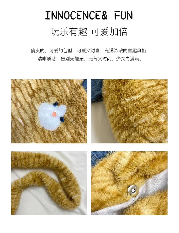 Cute Cat Plush Crossbody Bag for Women's New Instagram Soft and Cute Furry Large Capacity High-end Sensory Communication Tote