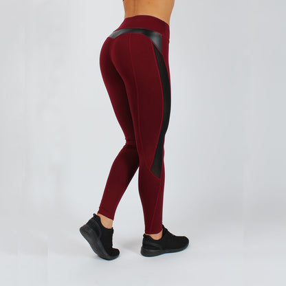 High Waist Hip Sports Leggings for Workout and Fitness - Red wine / S