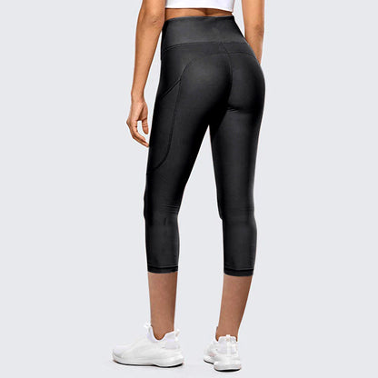 High-Waist Hip-Lifting Cropped Yoga Leggings for Women Outdoor Fitness Sports Pants - Black / XS