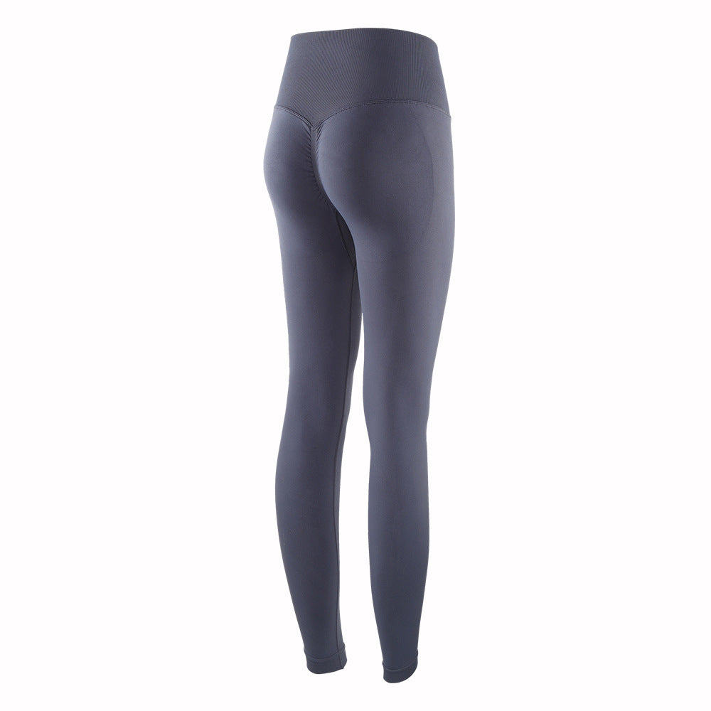 Peach Hip Knit High Waist Fitness Pants Stretch Quick-Drying Tights - Blue / S