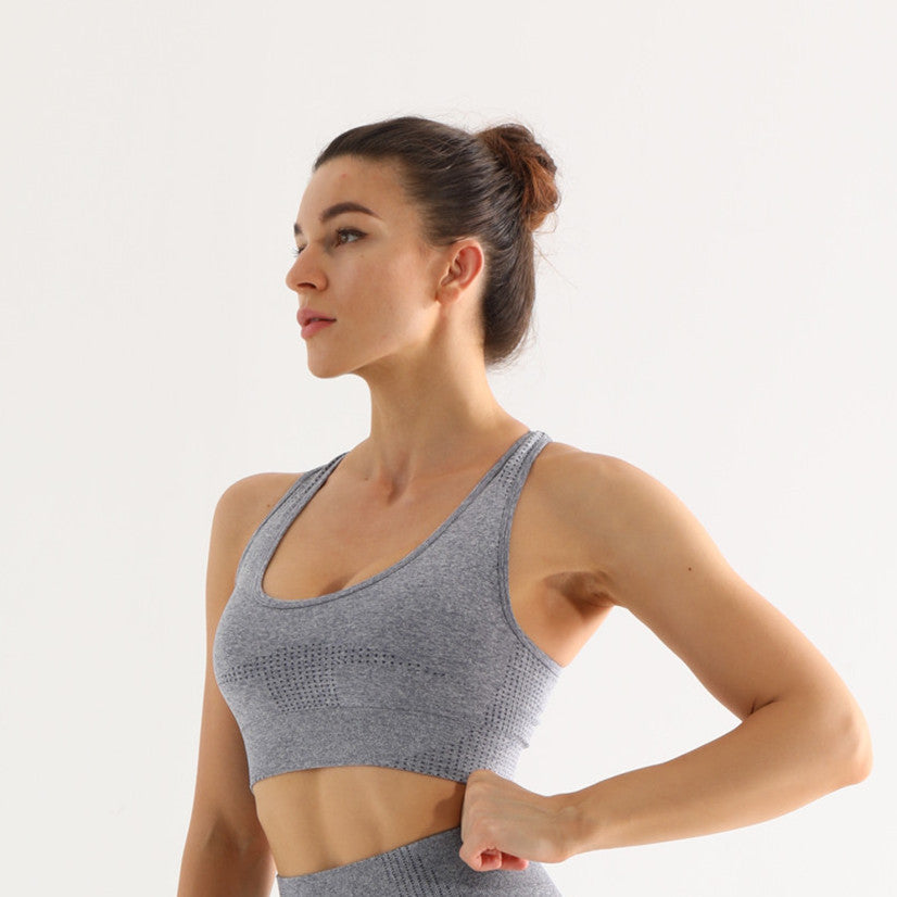 High Waist Yoga Pants and Sleeveless Fitness Suit Five-Piece Set - Gray Vest / L