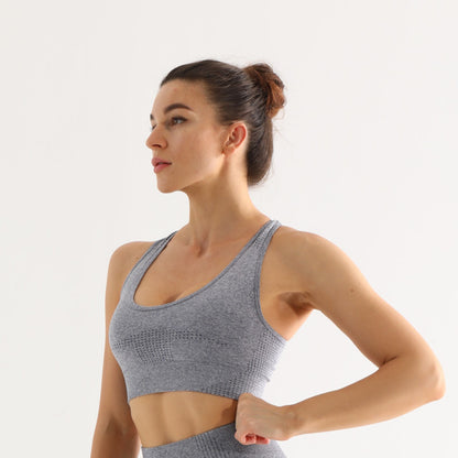 High Waist Yoga Pants and Sleeveless Fitness Suit Five-Piece Set - Gray Vest / L