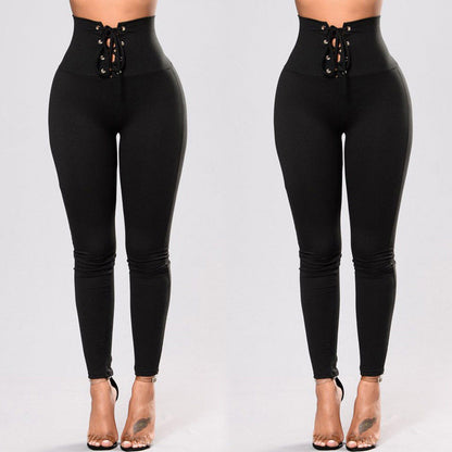 Womens Sexy Rivet Yoga Pants with Waist Tie for Movement and Comfort