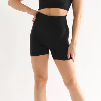 High Waist Yoga Pants and Sleeveless Fitness Suit Five-Piece Set - Black shorts / L