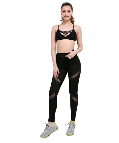 Hot Style Speed Dry Gauze Yoga Pants with Butterfly X Mesh Design