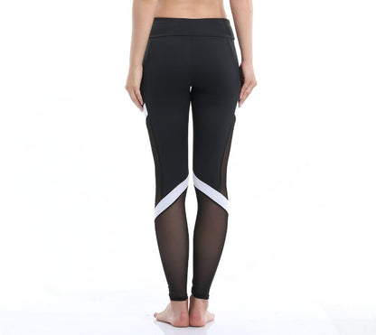 High Waist Fitness Sports Leggings with Two-Section Mesh Breathable Elastic Hip Yoga Pants