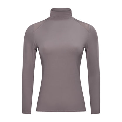 The Codex Tight Stretch Gym Long Sleeve Top with Stand Collar - Sea moon grey / XS