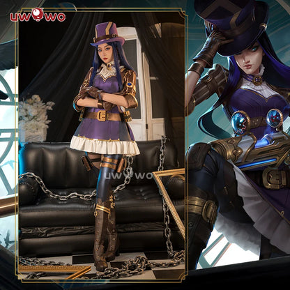 LAST BATCH UWOWO Caitlyn  Cosplay Game LOL: Caitlyn Sheriff of Piltover Cosplay Costume With Hat Halloween Costume