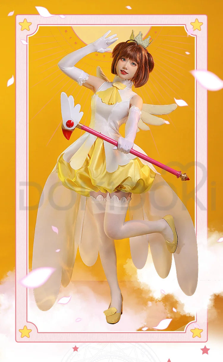 Kinomoto Sakura Cosplay Anime Card Captor Sakura Cosplay Costume DokiDoki-SR Cute Yellow Dress Sakura Yellow Dress