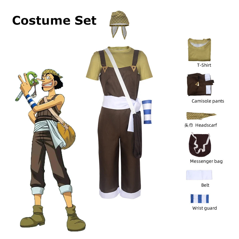 One Piece Usopp Cosplay Costume Full Set Polyester Asian Size