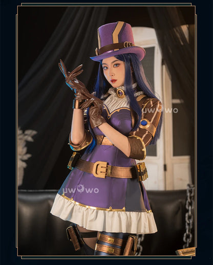 LAST BATCH UWOWO Caitlyn  Cosplay Game LOL: Caitlyn Sheriff of Piltover Cosplay Costume With Hat Halloween Costume