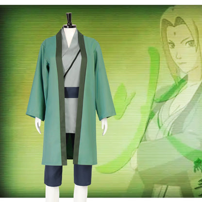 Naruto Tsunade Cosplay Costume Set Green Polyester Asian Size