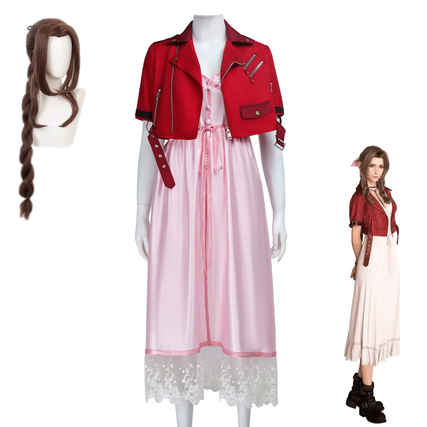 Final Fantasy Aerith Gainsborough Cosplay Set Women Polyester