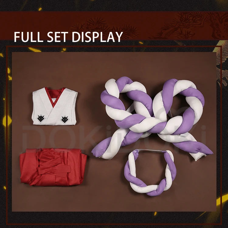 IN STOCK Yamatoo Cosplay Costume Anime DokiDoki-R Yamatoo Kimono Big Bow Halloween Yamatoo Kimono Wig Horns Shoes Cosplay Kimono