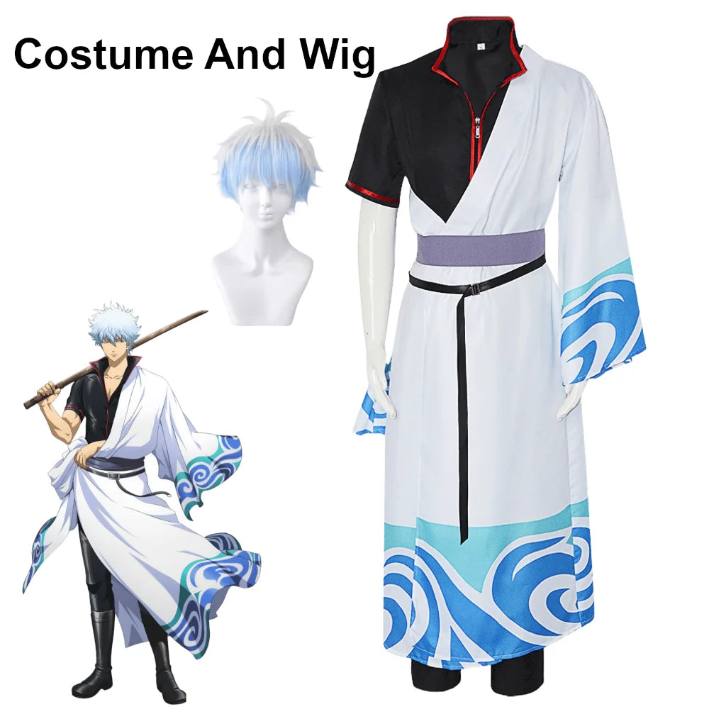 Gintama Sakata Gintoki Cosplay Costume Set Polyester Asian Size