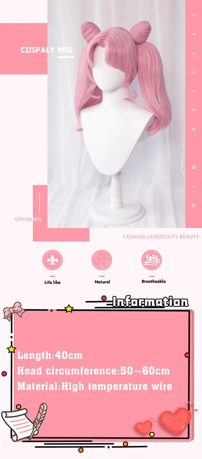 IN STOCK Chibii Usaa Tsukinoo Usagii Kinoo Makotoo Kaiouu Michiruu Wig Anime DokiDoki Cute Ponytail Hair Free Cap