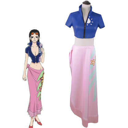 One Piece Nico Robin Dressrosa Arc Cosplay Costume Set Polyester