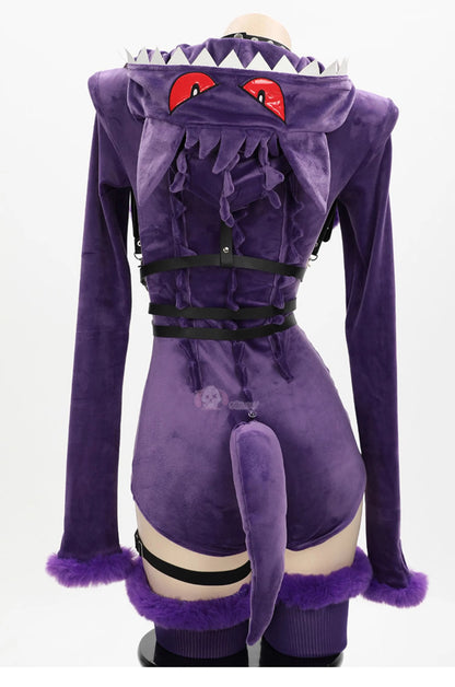 Pokemon Gengar Purple Plush Cosplay Costume Set Polyester